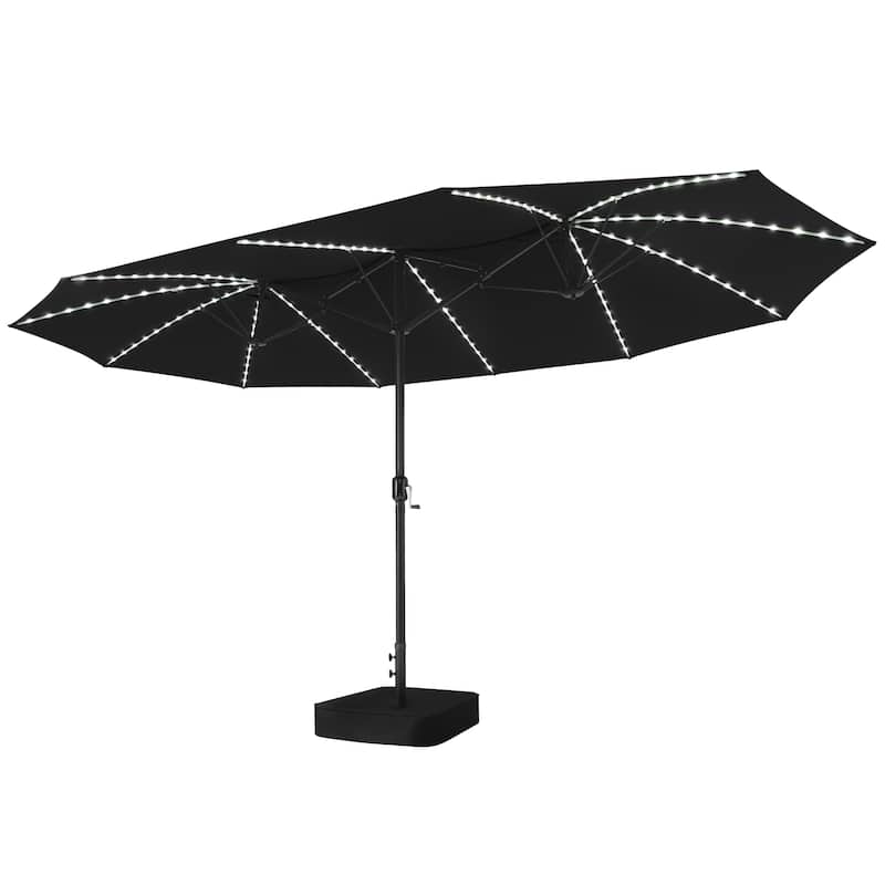 Crestlive Products 15ft Double-sided Patio Umbrella Solar LED Lighted Outdoor Market Umbrella