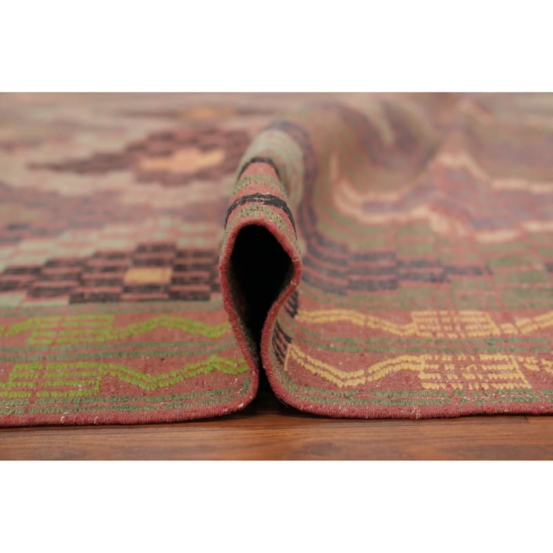Hand Woven Oriental 100% Wool Carpet Southwestern Tribal Multi-Colored Kilim Area Rug - 10' 3'' X 6' 4''