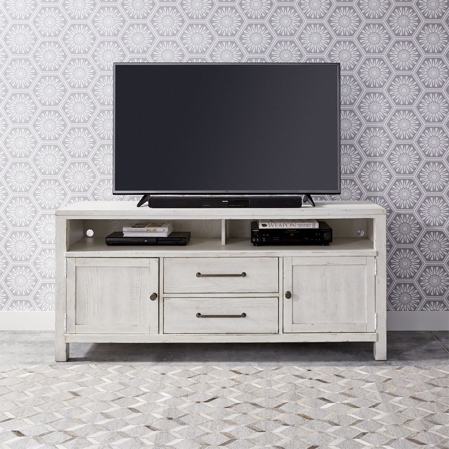 Shop Modern Farmhouse Flea Market White 66 Inch Entertainment