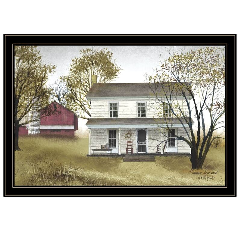 TrendyDecor4U Farmhouse "Summer Afternoon" Framed Print Wall Art by Billy Jacobs - Black