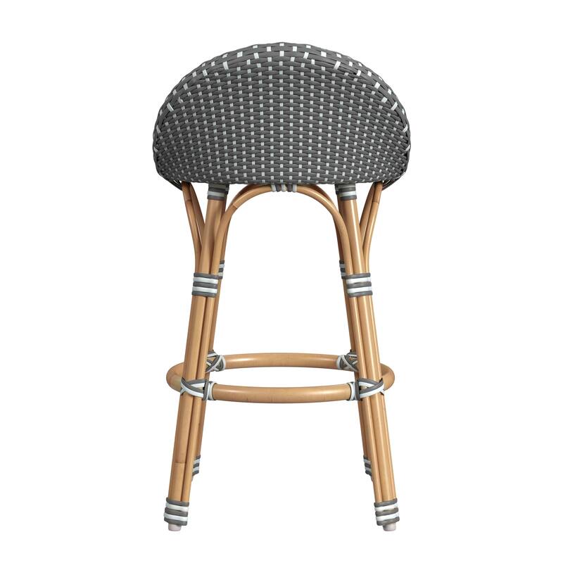 Tobias Outdoor Rattan and Metal Low Back Counter Stool