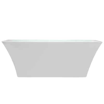 Vinter 59 in. Freestanding Acrylic Flatbottom Soaking Bathtub in White