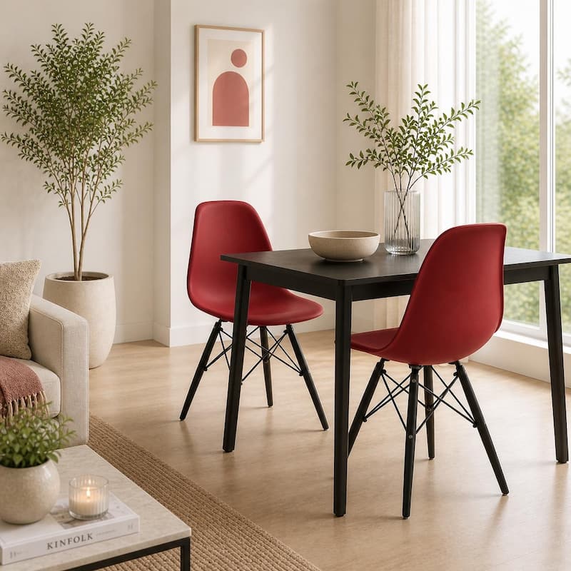 Designer Plastic Eiffel Chair Natural Wood Legs Retro Dining Armless With Back Desk Accent Living Room Side Dowel DSW
