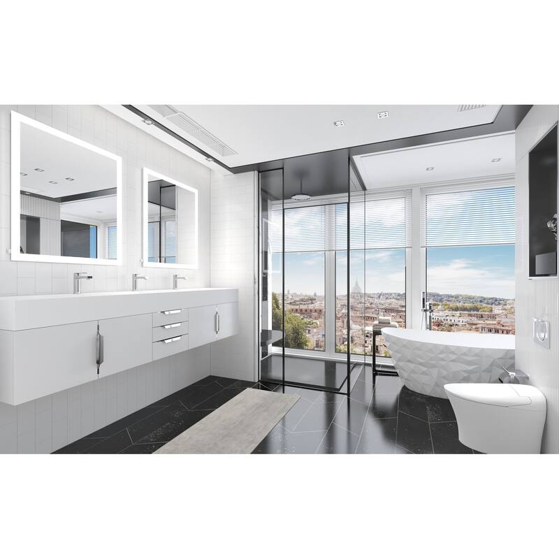 Nile 84" Wall Mounted Bathroom Vanity Set w/ White Top