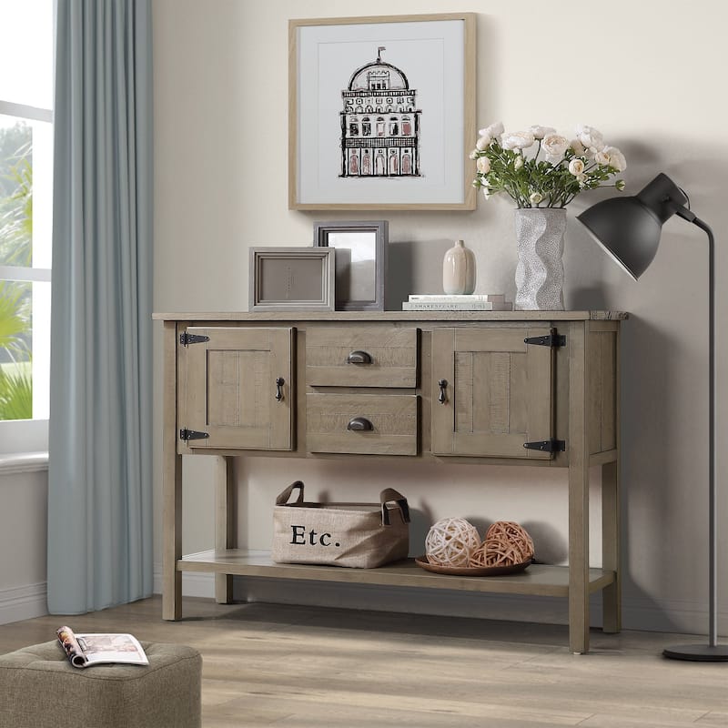 Kitchen Sideboard Cabinet with Storage Drawers, Solid Wood Console Table with Bottom Shelf, Sideboard Buffet with Cabinets