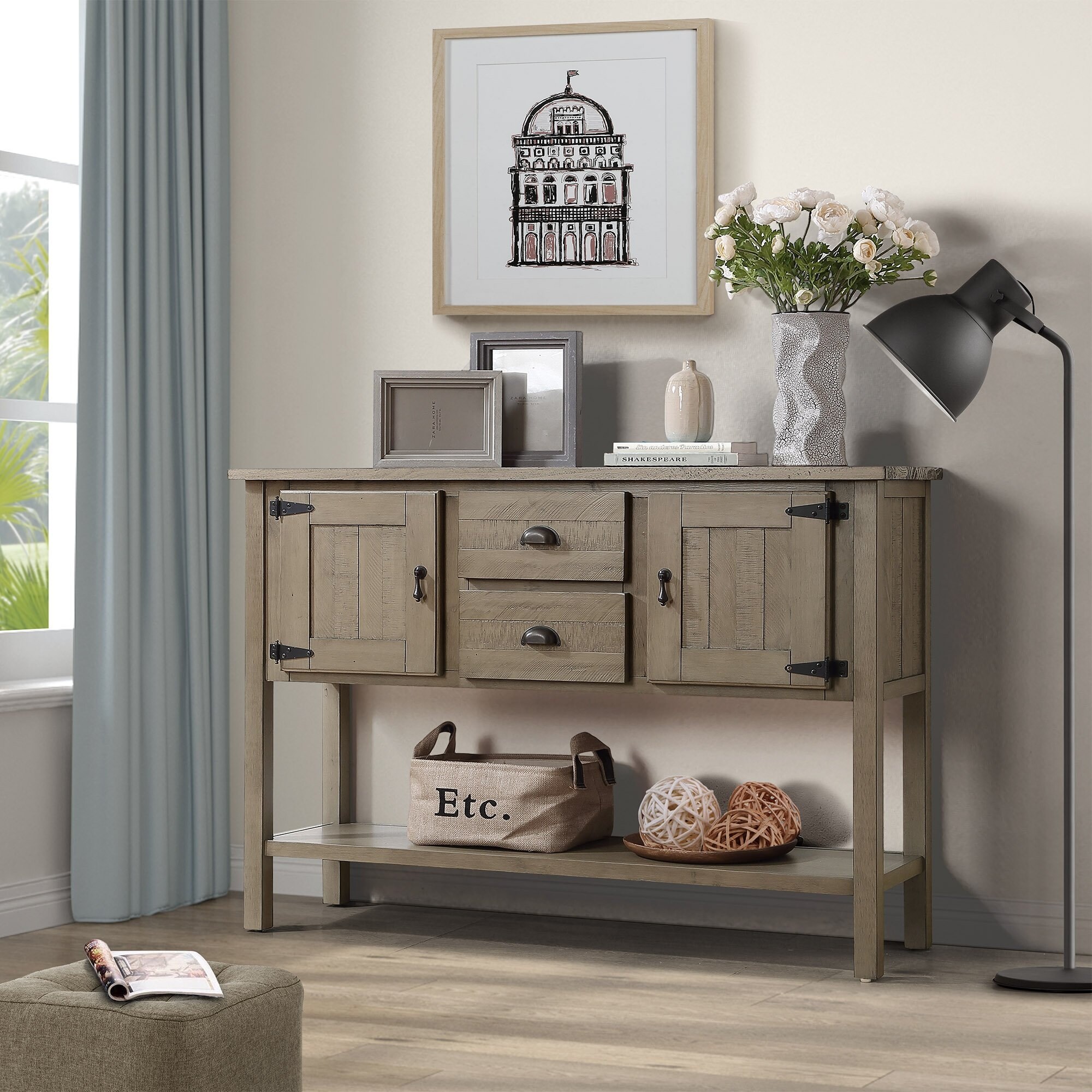 Console table online with storage cabinet