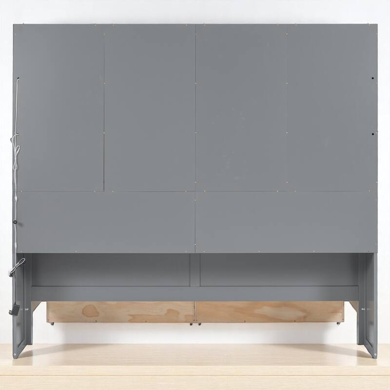 Multifunctional Twin/Full Daybed with Storage Cabinets, LED Lighting, and Shelves