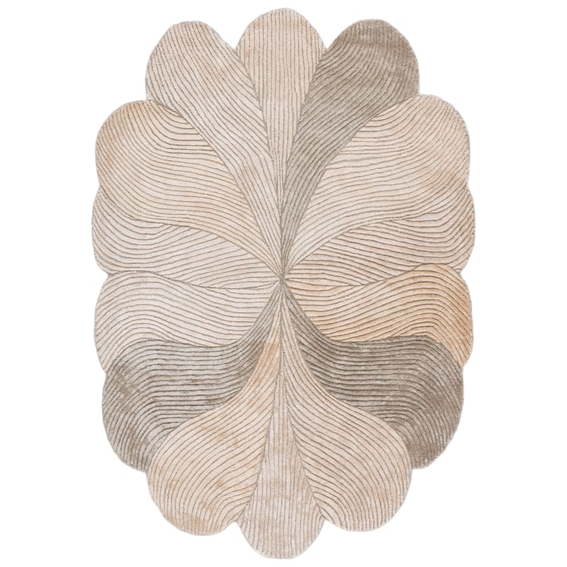 SAFAVIEH Handmade Fifth Avenue Vidya Mid-Century Modern Viscose Rug - Olive/Beige - 3' x 5' Oval