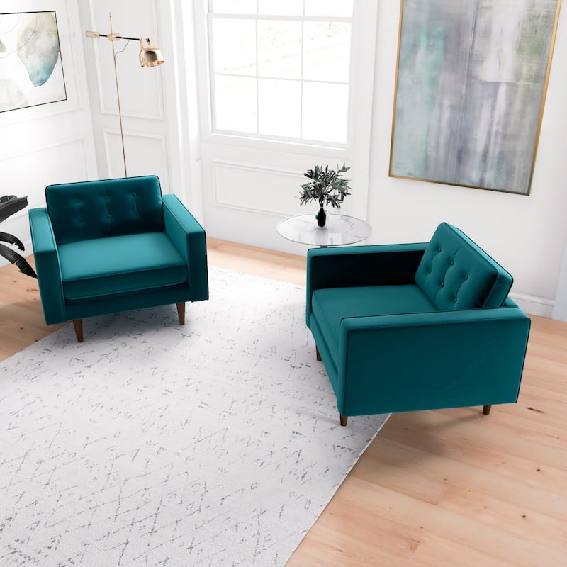 Koda Mid Century Velvet Lounge Chair (Set of 2)