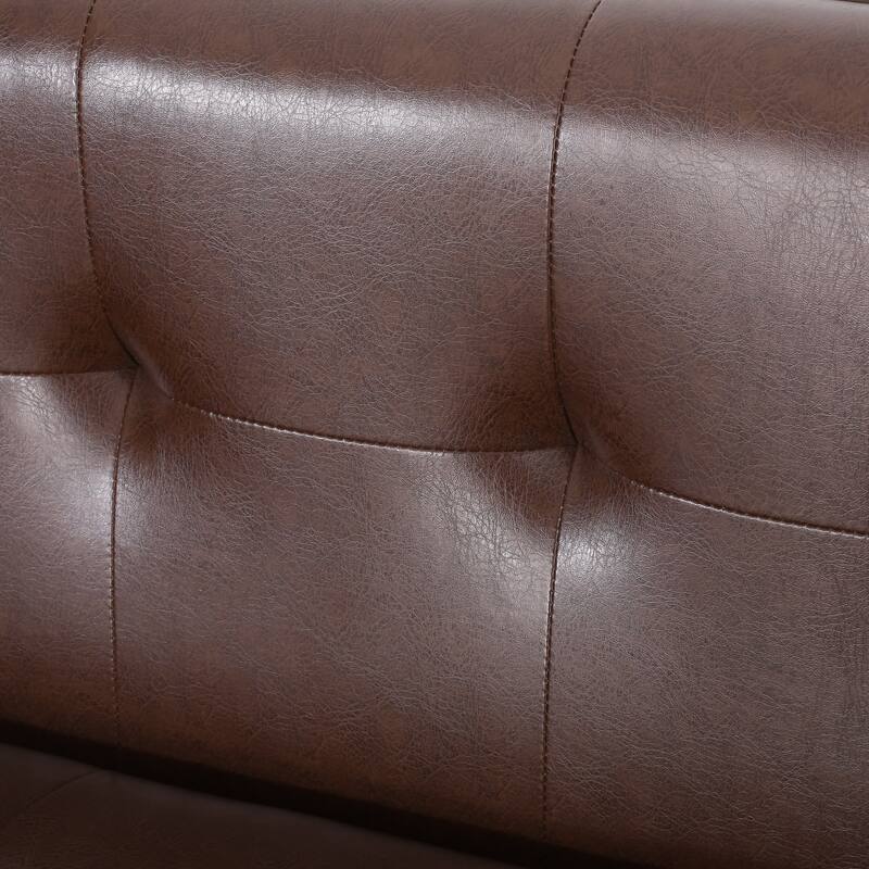 Button Tufted 3-seater Sofa with Wood Legs