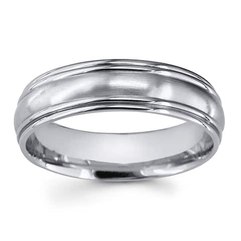 Titanium 6mm Comfort Fit Wedding Band Commitment Ring with Framed Channel Accent