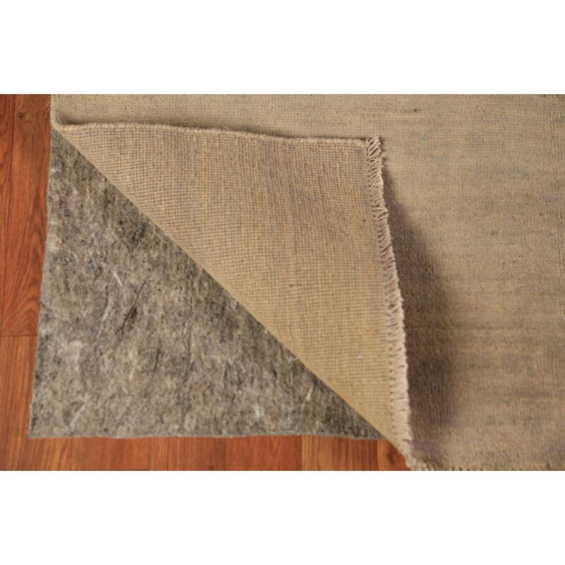 Gabbeh Modern Rug Hand-Knotted Beige Solid Wool Carpet - 4'0" x 5'11"