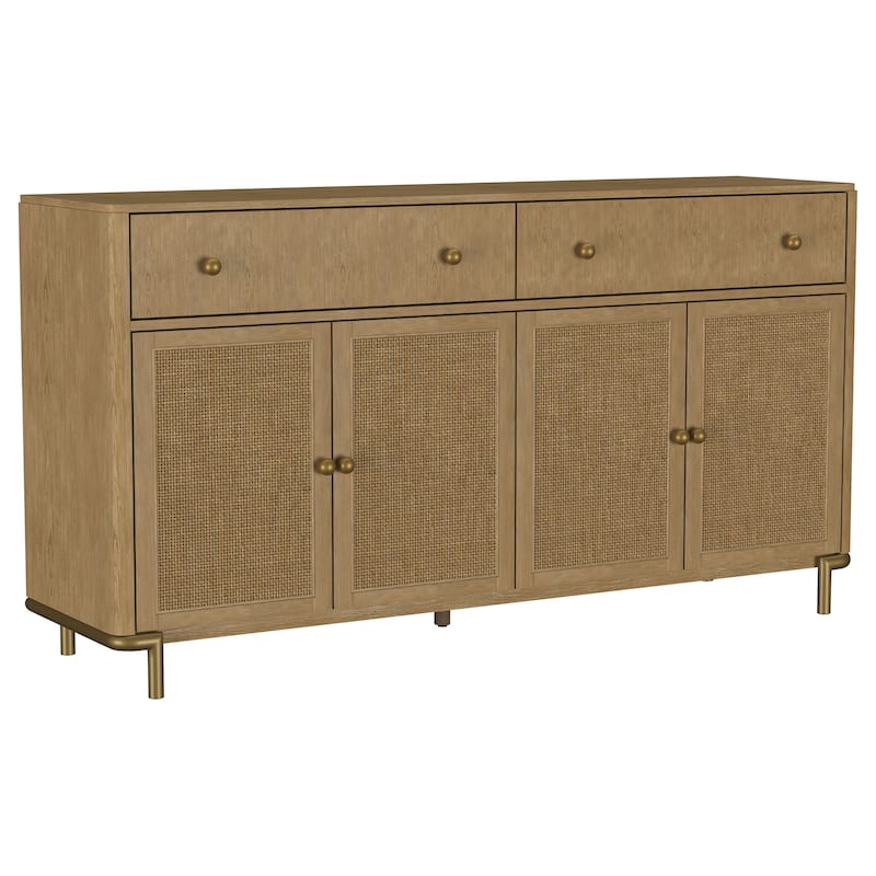 Arini 2-drawer Cane Door Dining Sideboard Server - 65.00'' x 18.00'' x 34.50'' - Sand Wash