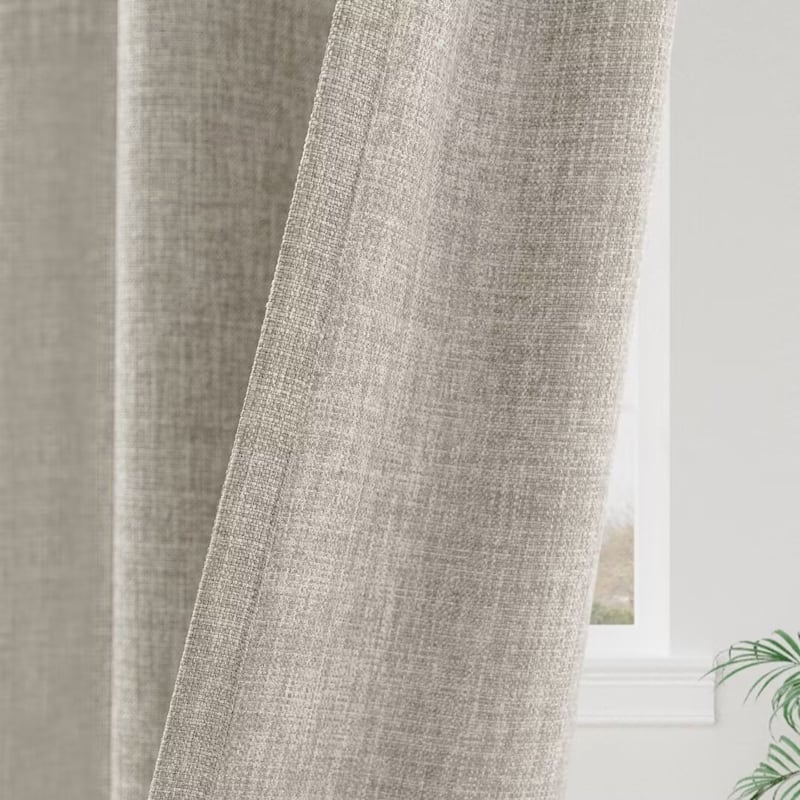 Linen Texture Tie Top Room Darkening Curtain Pair(2 panels)