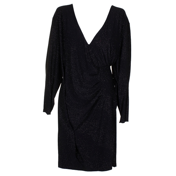 long sleeve faux wrap dress