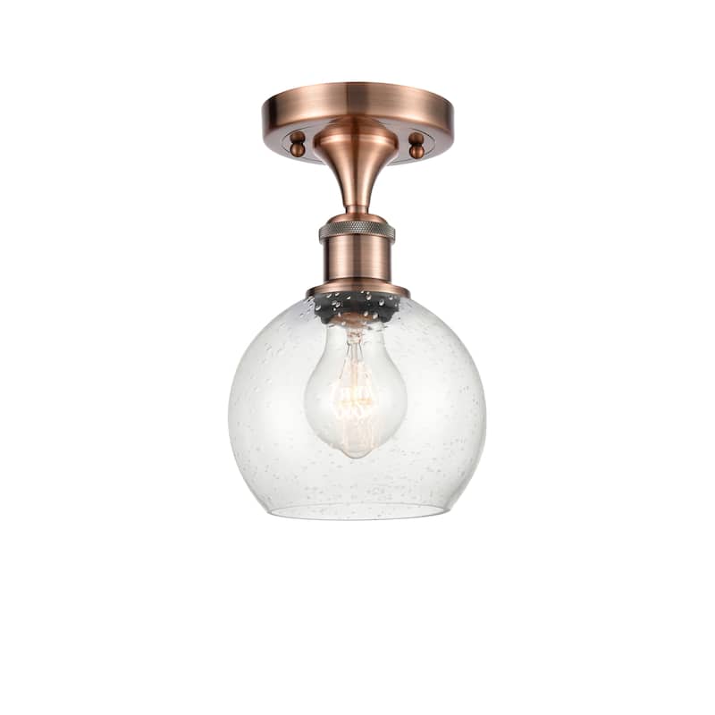 Innovations Lighting Athens - 1 Light 6" Semi-Flush Mount - Antique Copper/Seedy