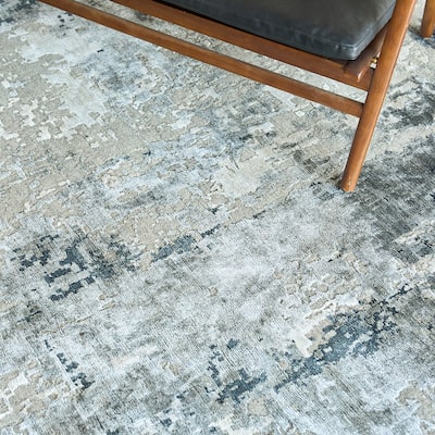 EXQUISITE RUGS Cosmo Hand-knotted Wool/Bamboo Silk Grey/Charcoal Area Rug.
