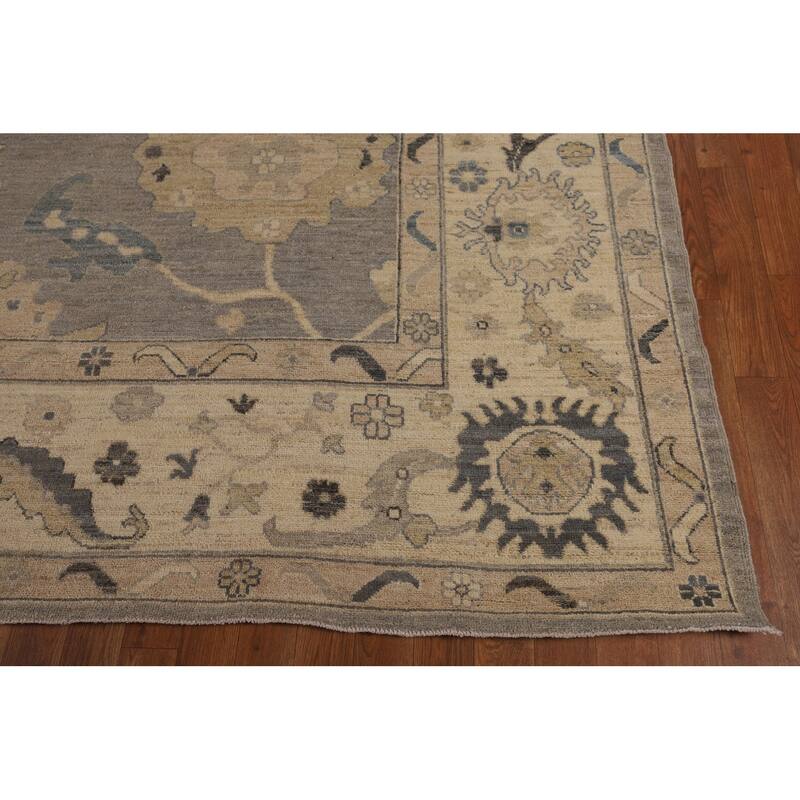 Vegetable Dye Oushak Turkish Rug Hand-Knotted Living Room Wool Carpet - 9'4"x 11'8"