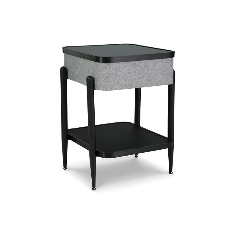 Ashley Furniture Jorvalee Gray/Black Bluetooth Enabled Accent Table with Charging Station - 16"W x 20"D x 24"H