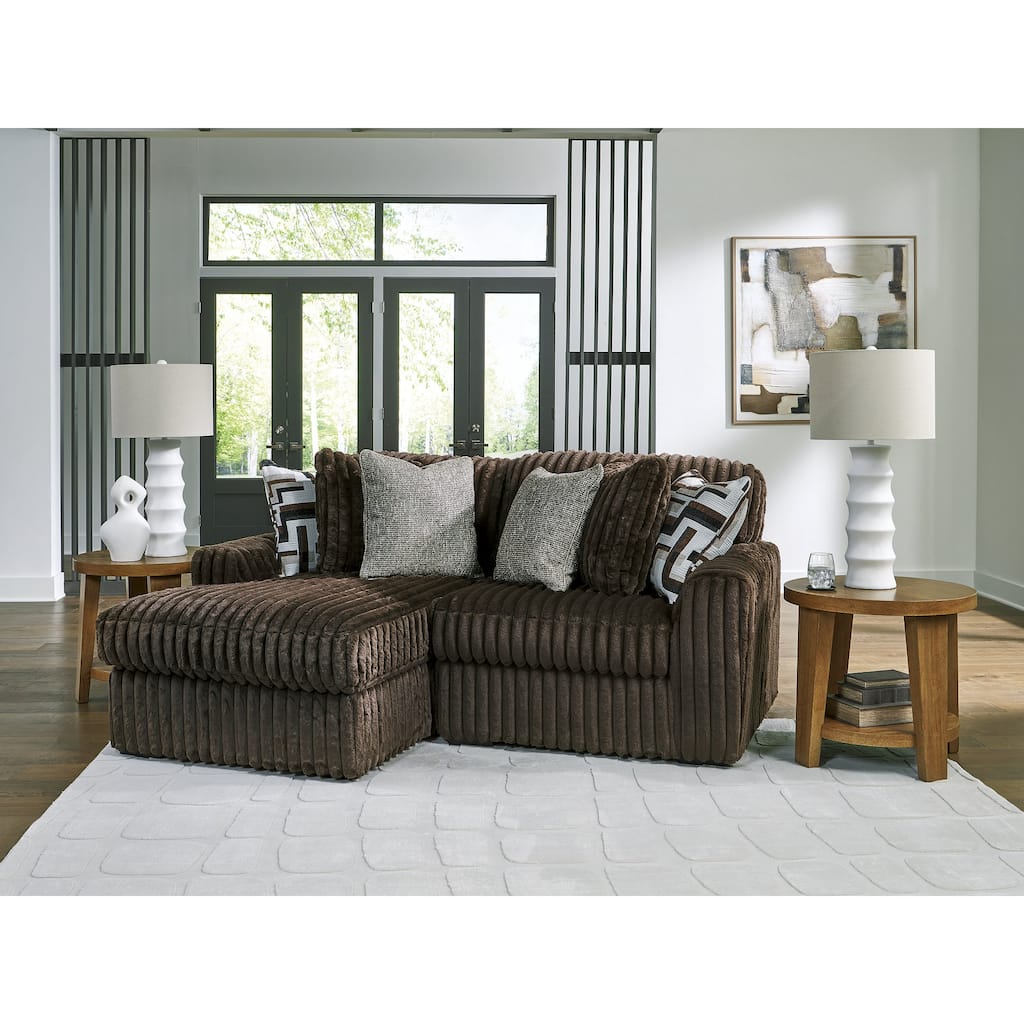 Signature Design by Ashley Midnight-Madness Dark Brown 2-Piece Sectional with Chaise - 86"W x 65"D x 40"H