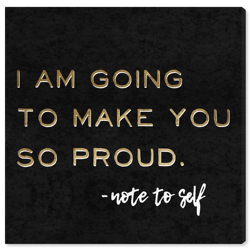 Wynwood Studio Canvas Fashion and Glam Make Myself Proud Black and Metallic Gold Glam Wall Art Canvas Print