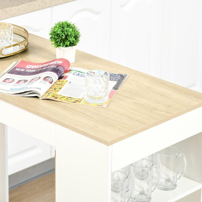 Bar Table, High Top Pub Table with 4 Storage Shelves