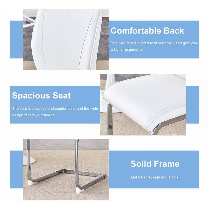 Set of 2 PU Material High Resilience Dining Chair