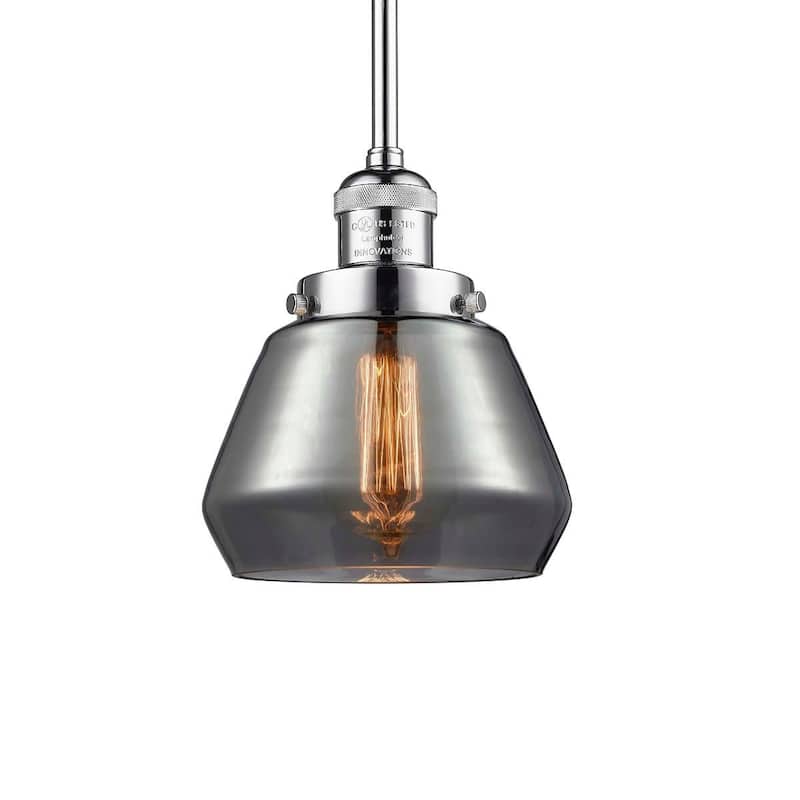 Innovations Lighting Fulton Single Light 7" Wide Mini Pendant with - Polished Chrome / Plated Smoked