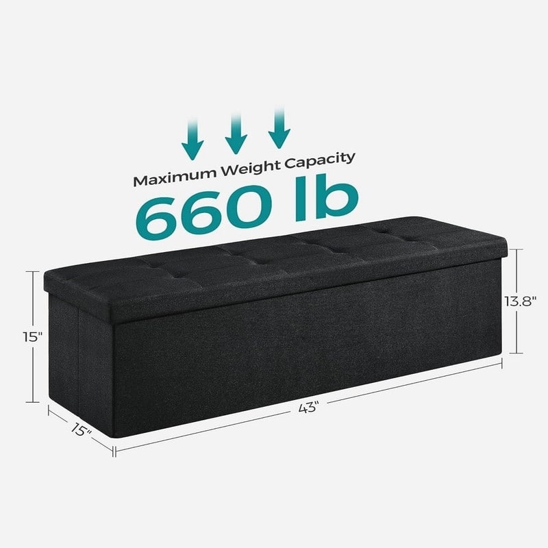 43 Inches Folding Storage Ottoman Bench