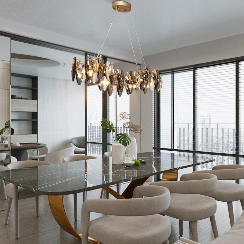 Modern Glam 4-Light Crystal Chandelier Linear Kitchen Island Lights - Gold - 32" W x 9.8" H x 9" D