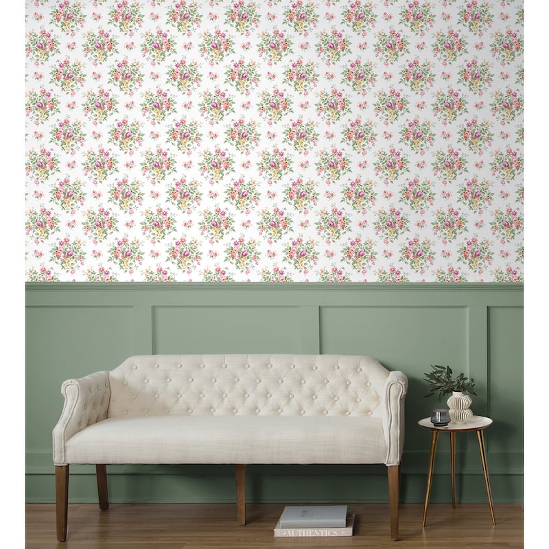 NextWall Floral Bunches Peel and Stick Wallpaper