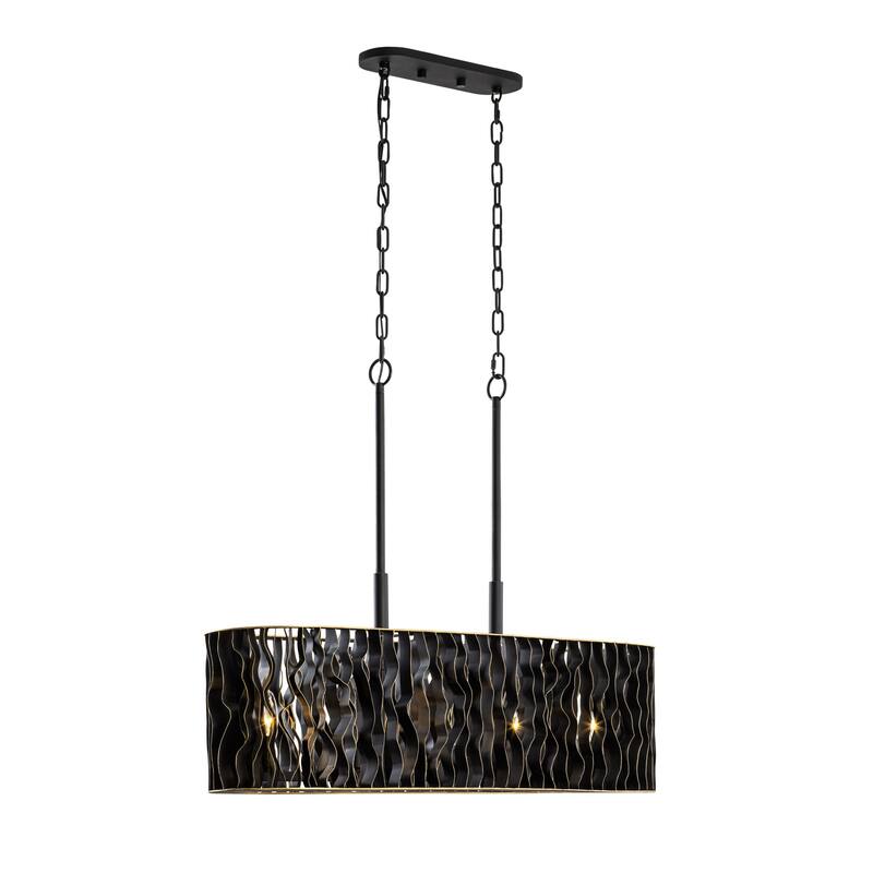 Varaluz Estela Linear Pendant - Matte Black/French Gold - 36"W