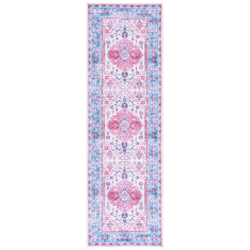 SAFAVIEH Arizona Bridie Vintage Rug - 2'6" x 8' Runner - Ivory/Light Blue
