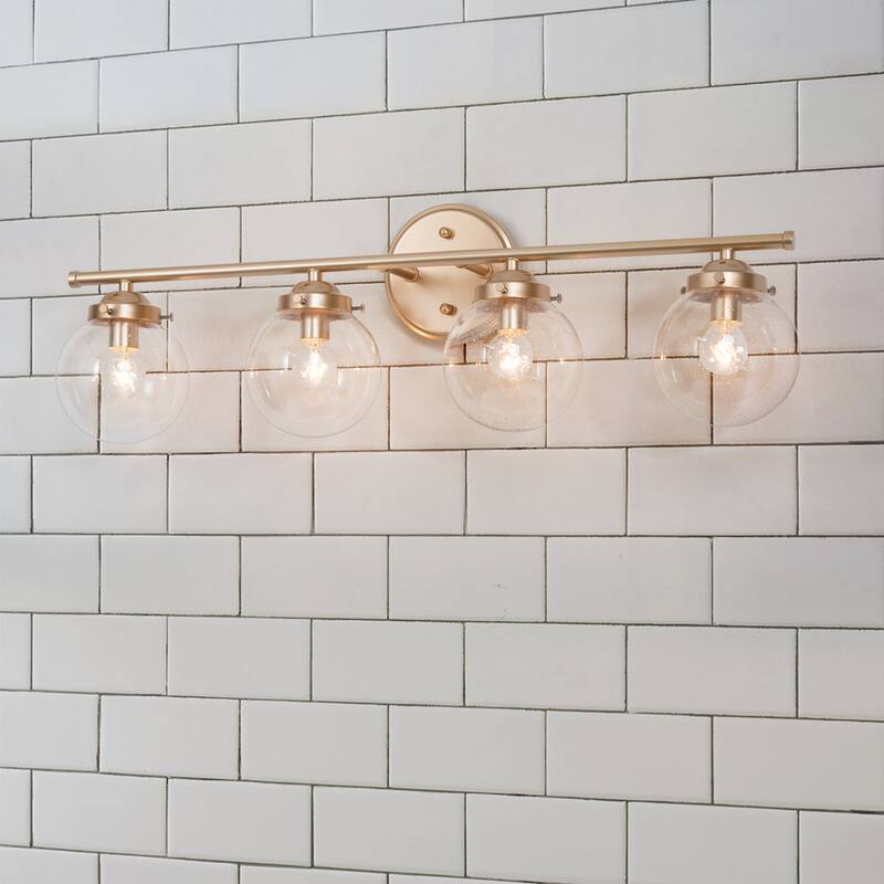 Bela Modern 3-Light Gold Globe Glass Bathroom Vanity Light Dimmable Wall Sconce - 4-Light