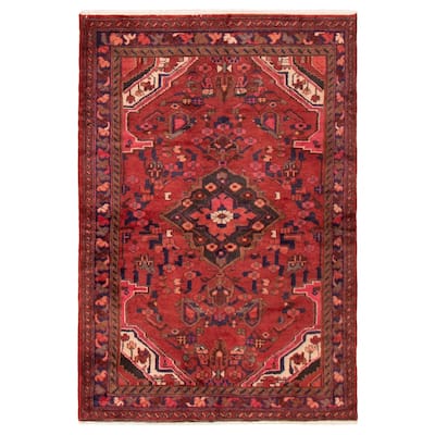 ECARPETGALLERY Hand-knotted Andelz Red Wool Rug - 4'5 x 6'6