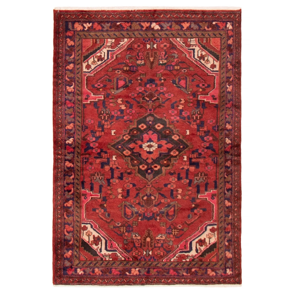 ECARPETGALLERY Hand-knotted Andelz Red Wool Rug - 4'5 x 6'6