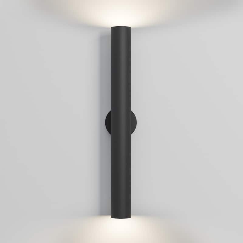 LamQee Modern Black Iron Cylinder Outdoor Wall Lights LED Wall Sconces