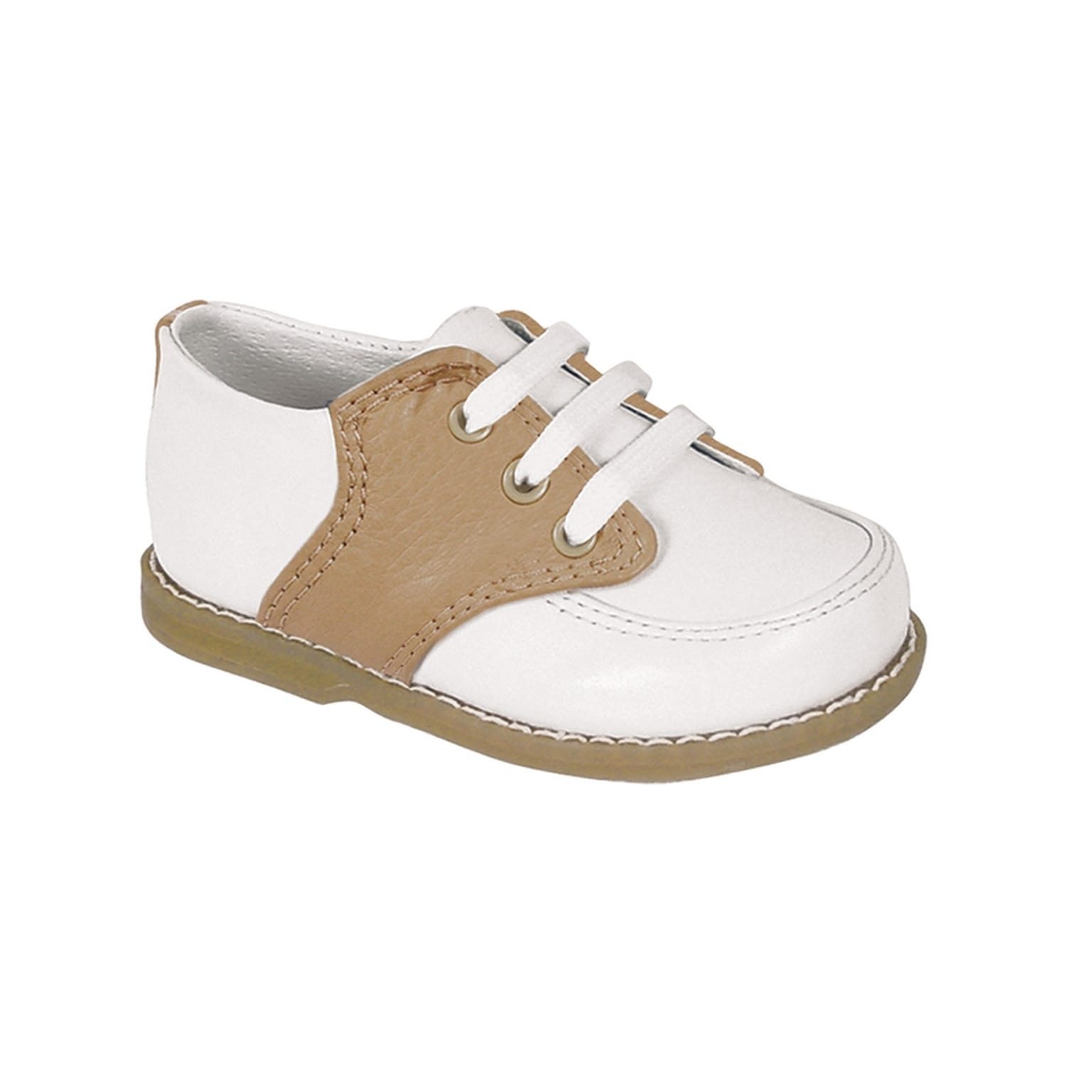 Baby Deer Little Boys White Tan Leather 