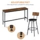 preview thumbnail 10 of 10, Long Bar Table Set with 3 PU Upholstered Bar Stools, Industrial Bar Table and Chairs for Kitchen Breakfast Table