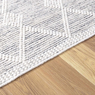 Hauteloom Whittington Wool Living Room, Bedroom Area Rug - Dark Gray, Off White - 10' x 14'