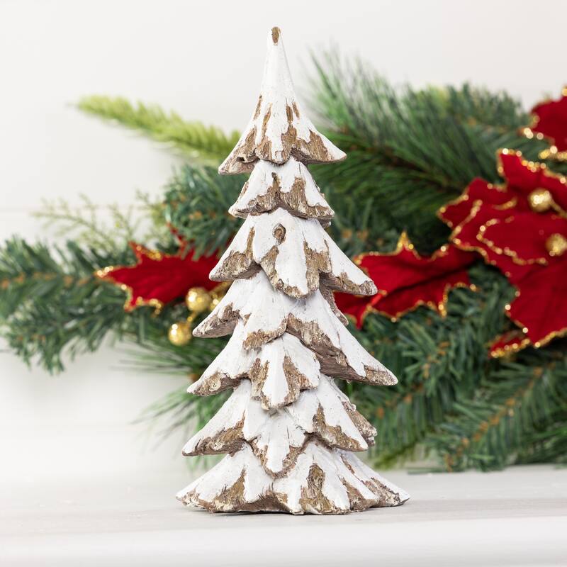 Transpac Resin 8.25 in. Off-White Christmas Snowy Tree