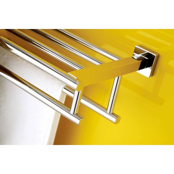 Premium Modern Double Hanging Quadruple Towel Bar Rack W Square Base 24 Inches Polished And Shiny Stainless Steel Overstock 28855548