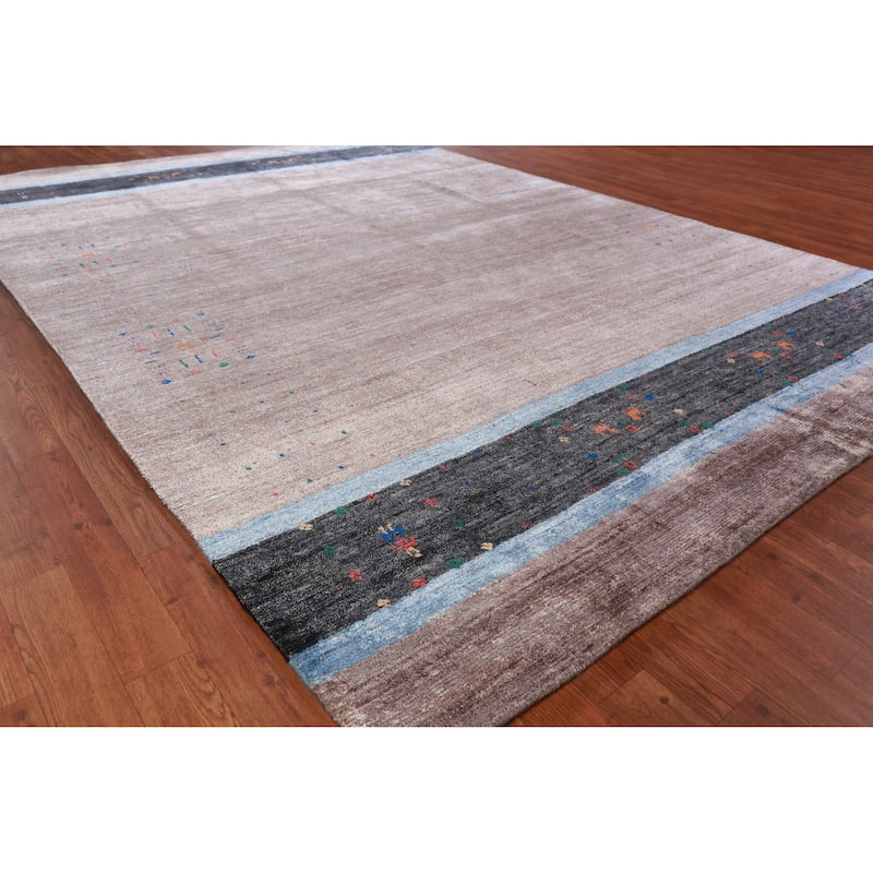 Gabbeh Indian Area Rug Handmade Brown Wool Carpet - 6'8" x 9'7" - 6'8" x 9'7" - Brown
