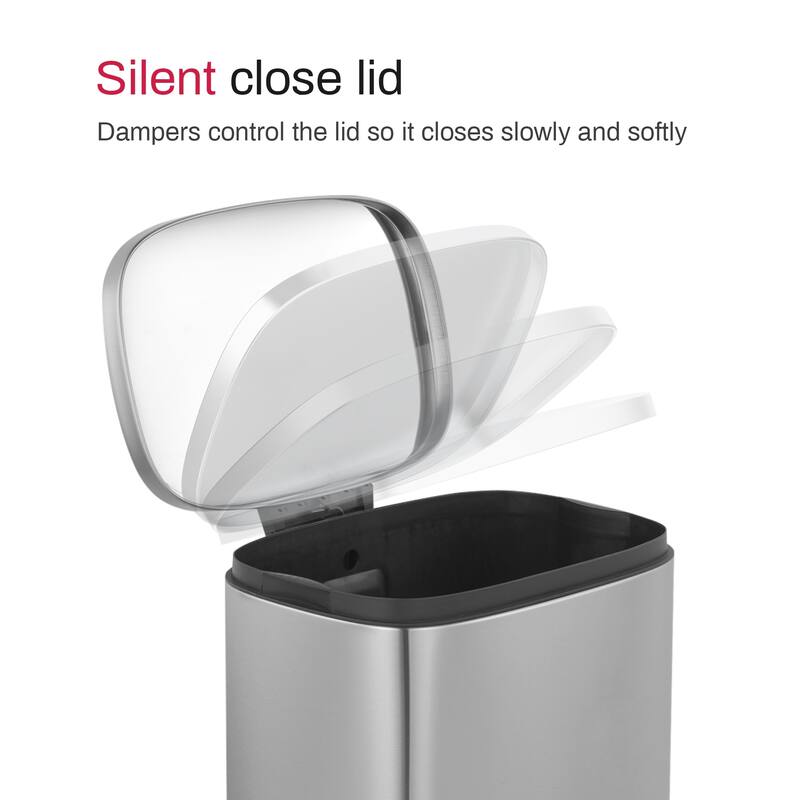 Innovaze 13 Gal./50 Liter Oval Shape Stainless Steel Step-on Trash Can for Kitchen