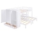 preview thumbnail 7 of 28, Full-Over-Twin-Twin Triple Bunk Bed w/ Large Wardrobe, Drawers & Shelves Storage, Wooden Bunkbed Frame w/Mirror for 3 Kids Teens