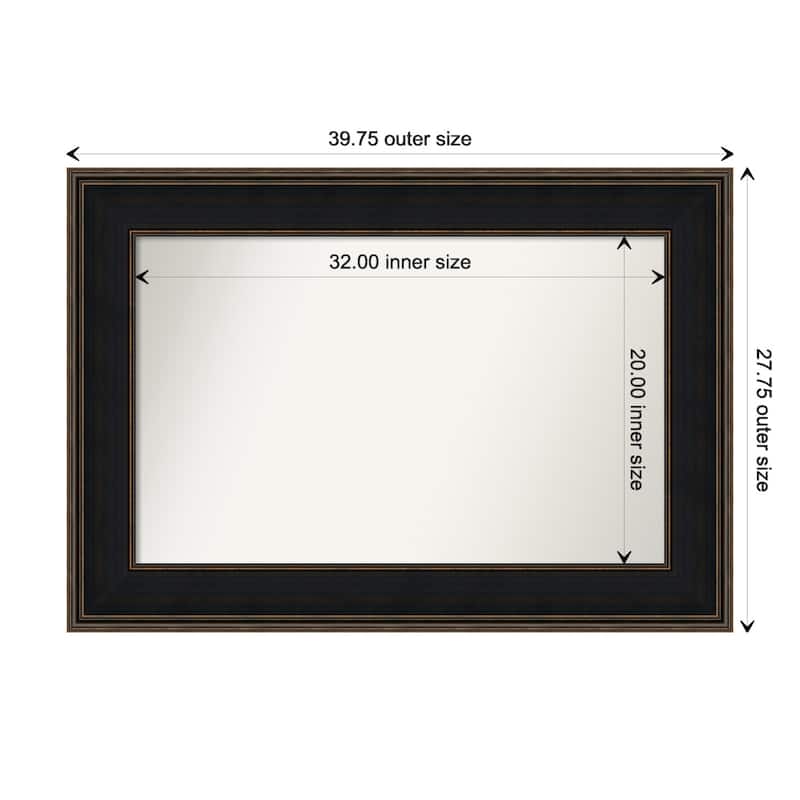 Mezzanine Espresso Framed Non-Beveled Custom Wall Mirror, Bathroom Vanity Mirror - Outer Size: 39.75 x 27.75
