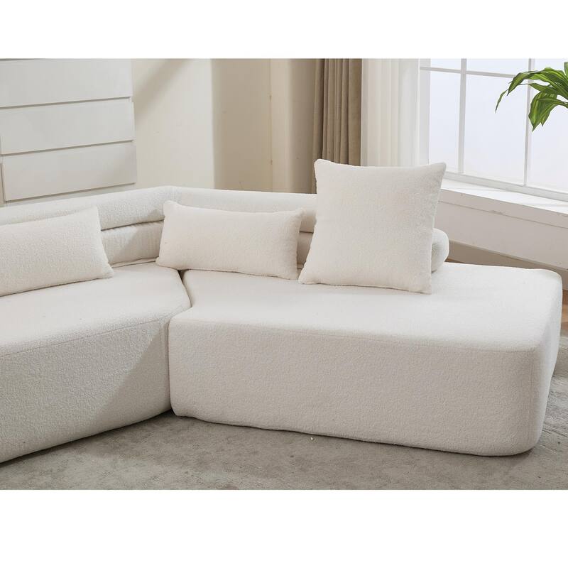 128" Polyester Modular Sectional Sofa, Boucle Fabric