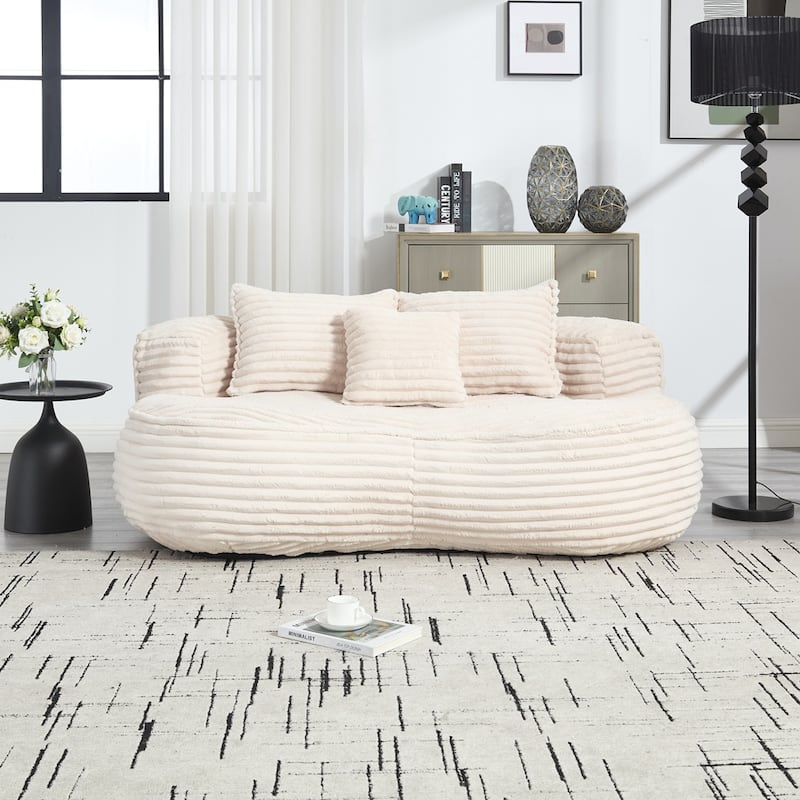 Comfort Lounger High Back Bean Bag Chair - Beige