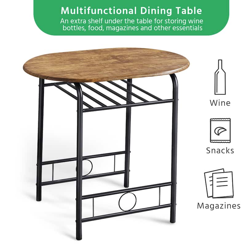 Yaheetech Modern Round Dining Table Set, 3 Piece Dining Room Sets for Kitchens, Apartments
