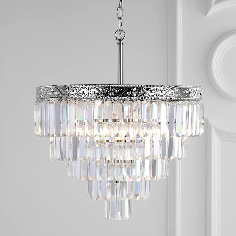 Gaines Crystal LED Chandelier, Polished Nickel/Clear by JONATHAN Y
